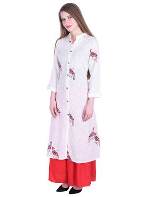 White printed cotton kurti 2