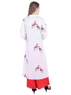 White printed cotton kurti 3