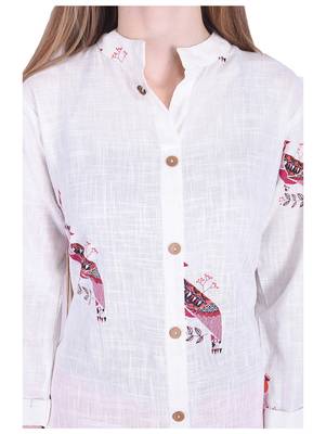 White printed cotton kurti 4