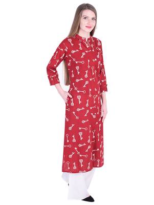 Maroon printed cotton kurti 1