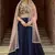 Navy Blue Thread Embroidered Art Silk Semi Stitched wedding lehenga