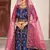 Captivating Navy Blue Thread Embroidered Satin Semi Stitched Lehenga