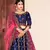 Captivating Navy Blue Thread Embroidered Satin Semi Stitched Lehenga