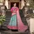 Delightful Sky Blue resham and zari Embroidered with stone and pearl work  Satin Semi Stitched Lehenga