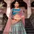 Sky Blue resham and zari Embroidered with stone work Satin Bridal ghagra choli