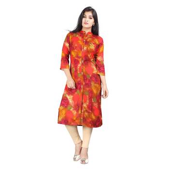 Red printed rayon kurti 1