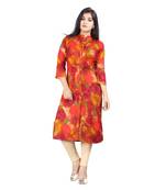 Red printed rayon kurti