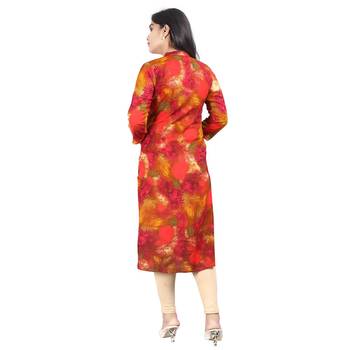 Red printed rayon kurti 2