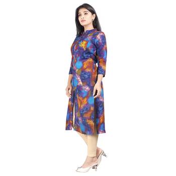Purple printed rayon kurti 3
