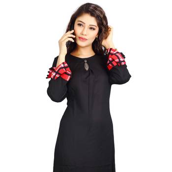 Black plain rayon kurti 1