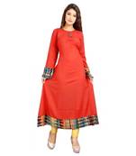 Red plain rayon kurti