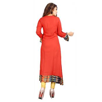 Red plain rayon kurti 2