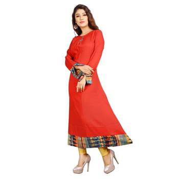 Red plain rayon kurti 3
