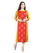 Yellow printed rayon kurti