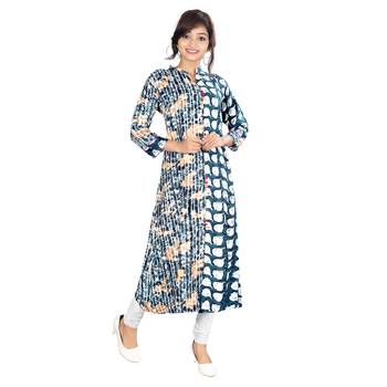 Blue printed rayon kurti 4