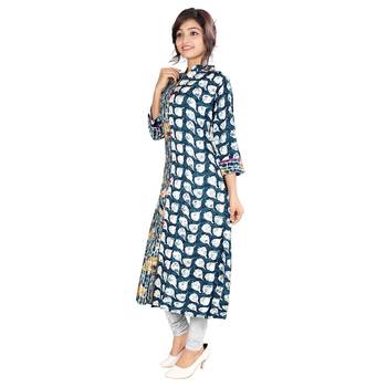 Blue printed rayon kurti 5