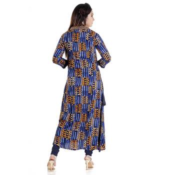 Blue embroidered rayon kurti 2
