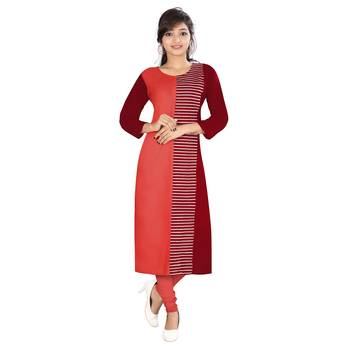 Red printed rayon kurti 1