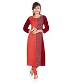 Red printed rayon kurti