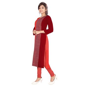 Red printed rayon kurti 3