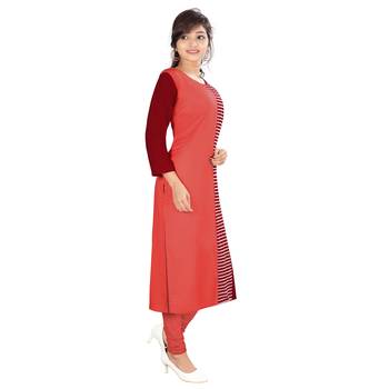 Red printed rayon kurti 4
