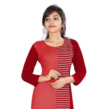 Red printed rayon kurti 5