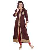 Brown printed rayon kurti