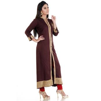 Brown printed rayon kurti 3