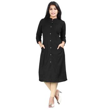 Black plain rayon kurti 1