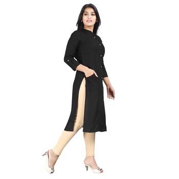 Black plain rayon kurti 3