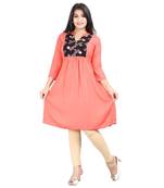 Peach printed rayon kurti