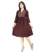 Brown printed rayon kurti