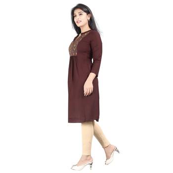Brown printed rayon kurti 3