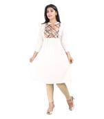 White printed rayon kurti