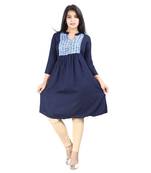 Navy-blue printed rayon kurti