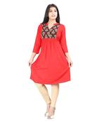 Red printed rayon kurti