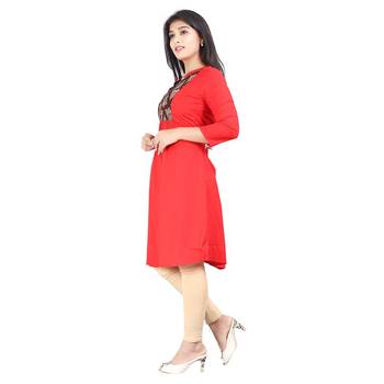 Red printed rayon kurti 3