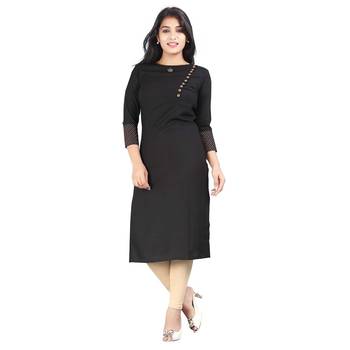Black printed rayon kurti 1
