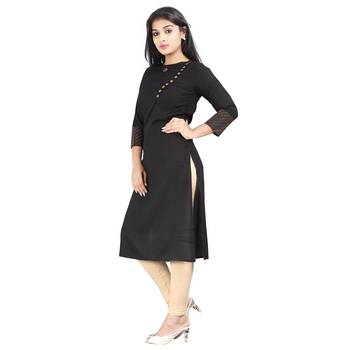 Black printed rayon kurti 3