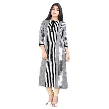 Black printed rayon kurti 1