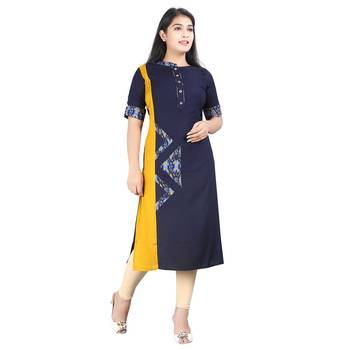 Navy-blue printed rayon kurti 1
