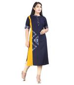 Navy-blue printed rayon kurti