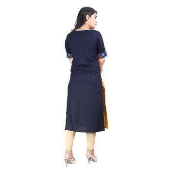 Navy-blue printed rayon kurti 2