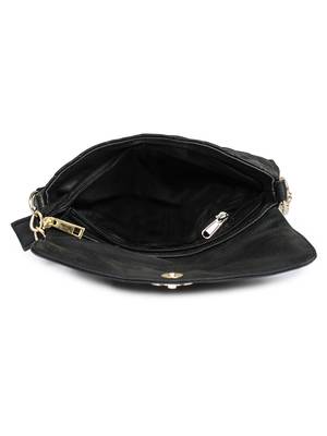 Lychee Bags Women's Black PU Sling Bag 5