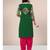 Green printed cotton unstitched salwar with dupatta