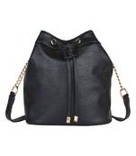 Lychee Bags Women's Black PU  Sling Bag