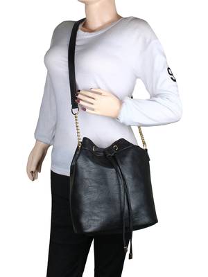 Lychee Bags Women's Black PU  Sling Bag 3