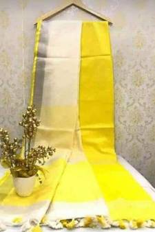 White Linen Saree With Zari Border And With Blouse