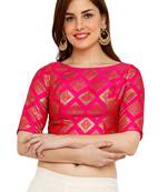Pink Banglori Brocade Silk Readymade Padded Blouse