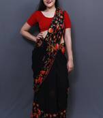 Evergreen Black Colour Saree With Dense Aari Jaal On Pallu And Flowral Motifs.
